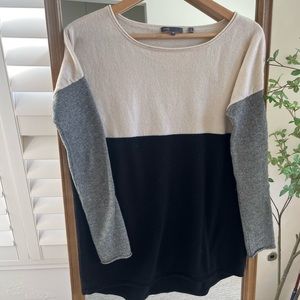 Vince Color Block Wide Neck Sweater - Wool & Cashmere